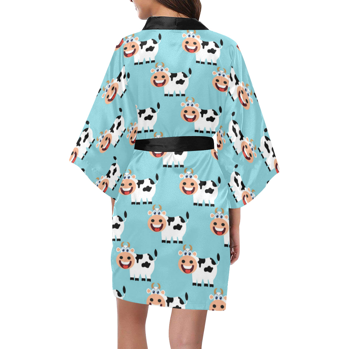 Cattle Cute Pattern Print Design 01 Women's Short Kimono