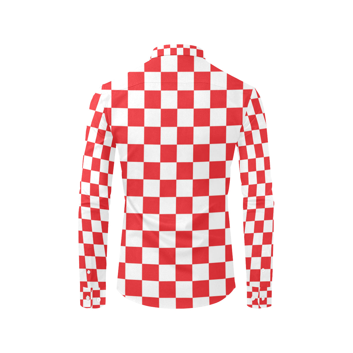 Checkered Red Pattern Print Design 04 Men's Long Sleeve Shirt