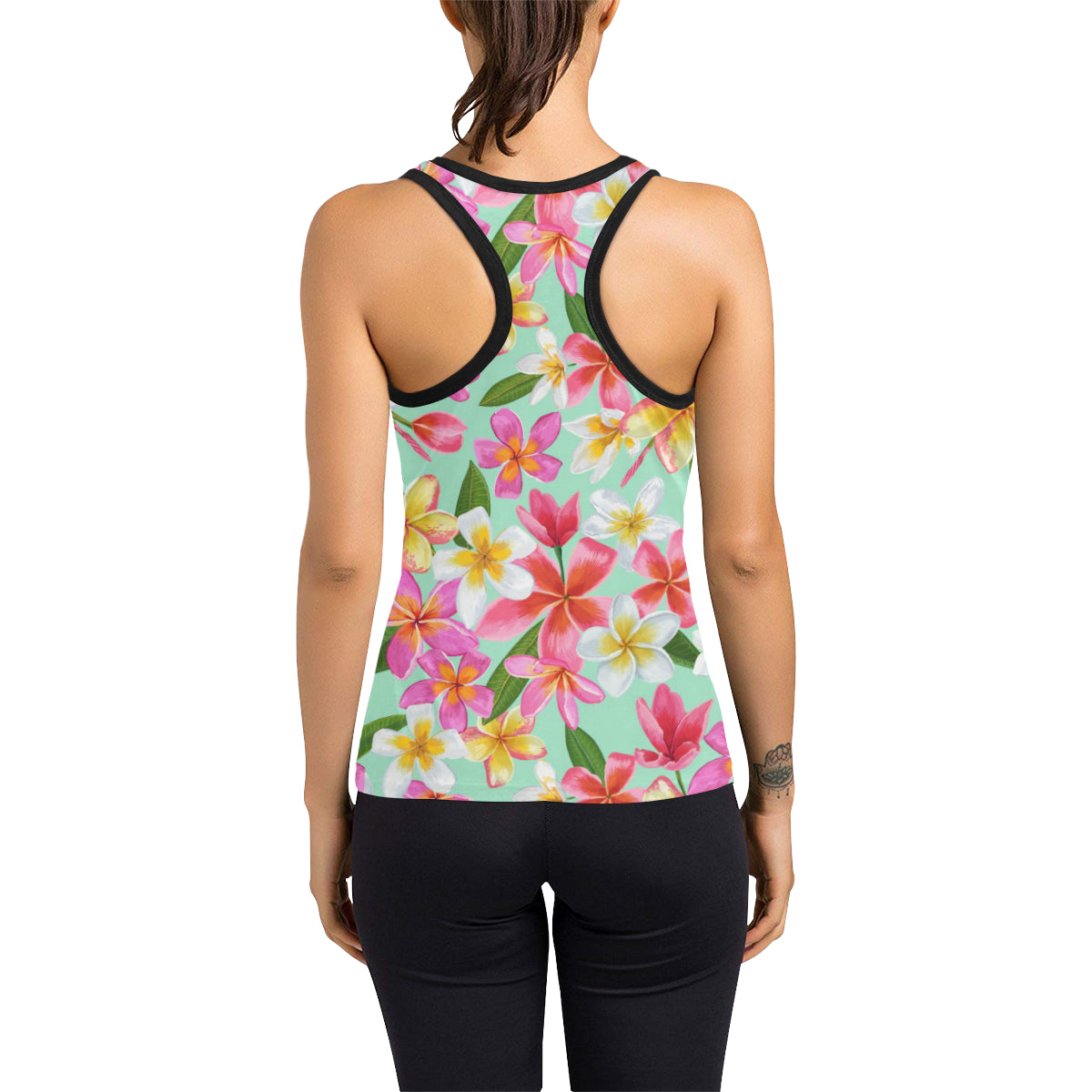 Plumeria Pattern Print Design PM014 Women's Racerback Tank Top