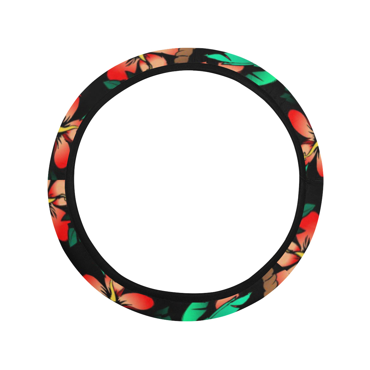 Hawaiian Themed Pattern Print Design H022 Steering Wheel Cover with Elastic Edge