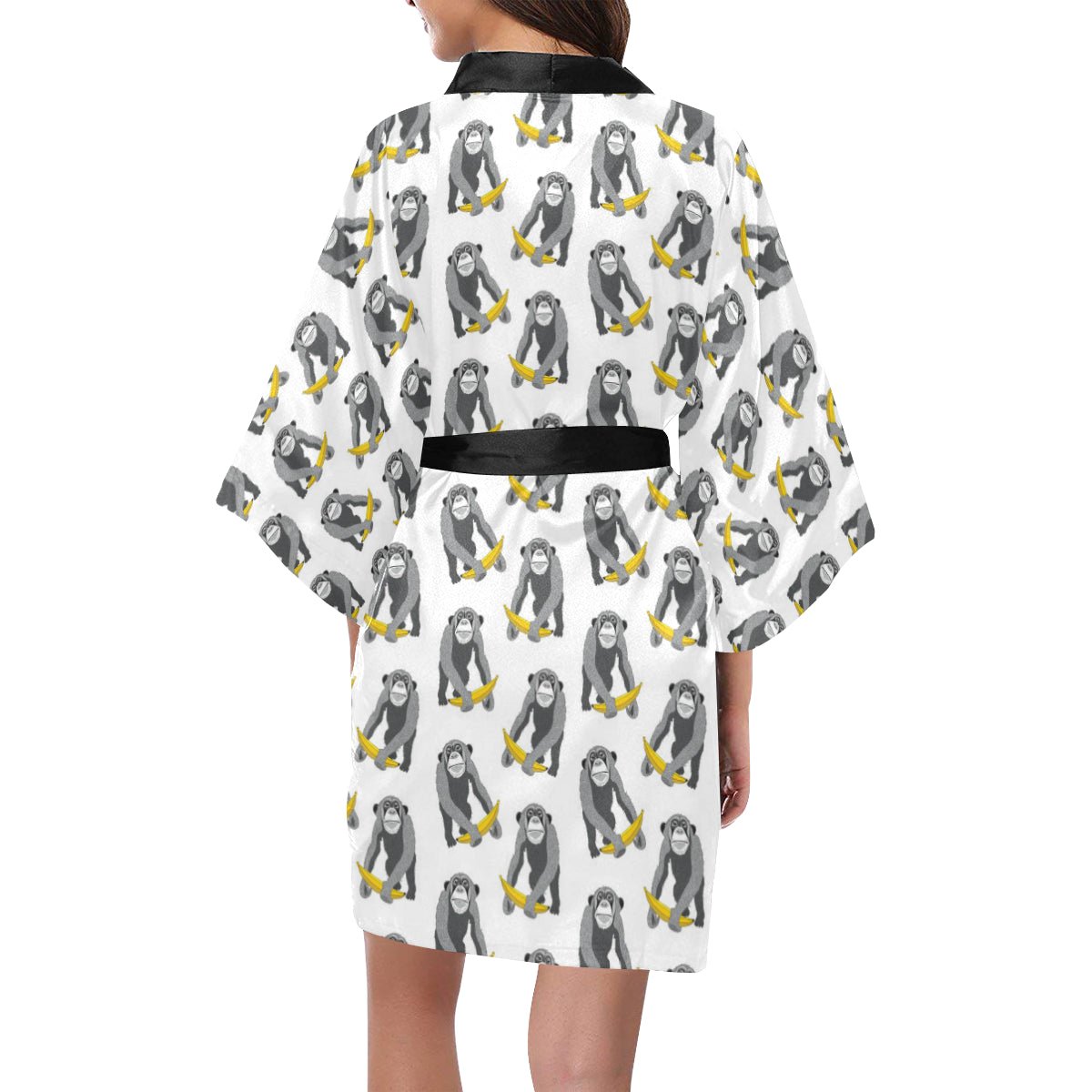 Chimpanzee Pattern Print Design 05 Women's Short Kimono