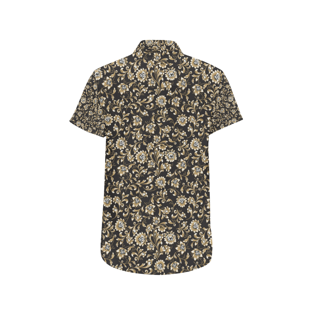 Brocade Pattern Print Design 03 Men's Short Sleeve Button Up Shirt