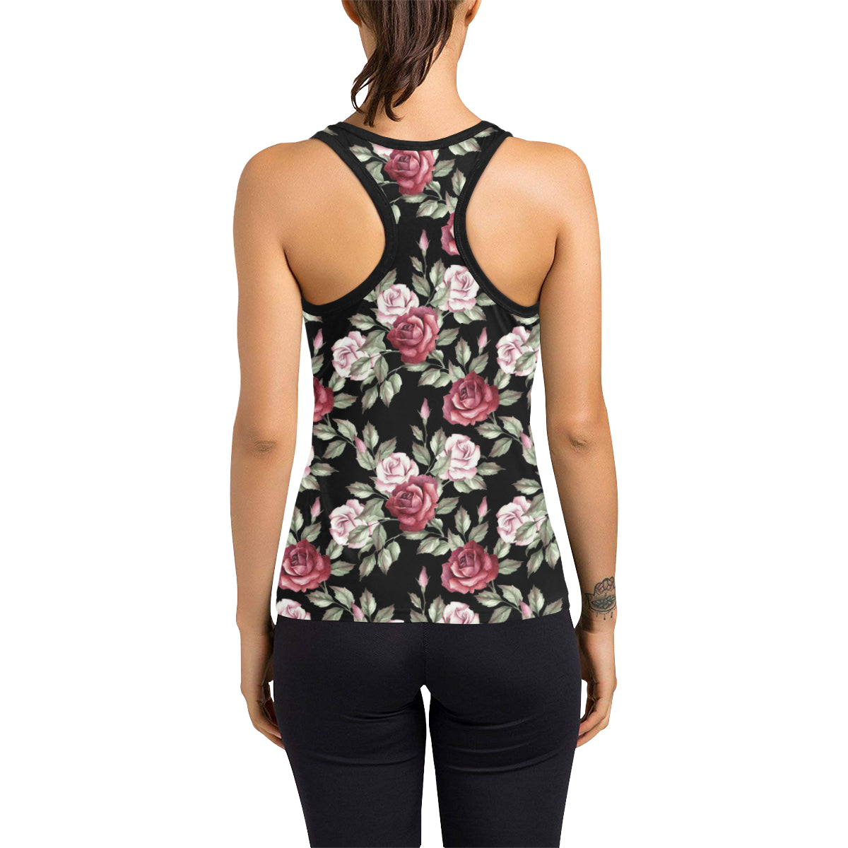 Rose Red Pink Pattern Print Design RO03 Women's Racerback Tank Top