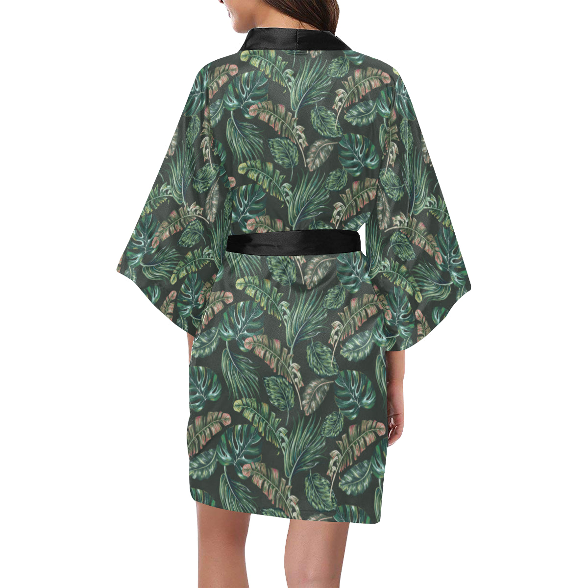 Banana Leaf Pattern Print Design 05 Women's Short Kimono