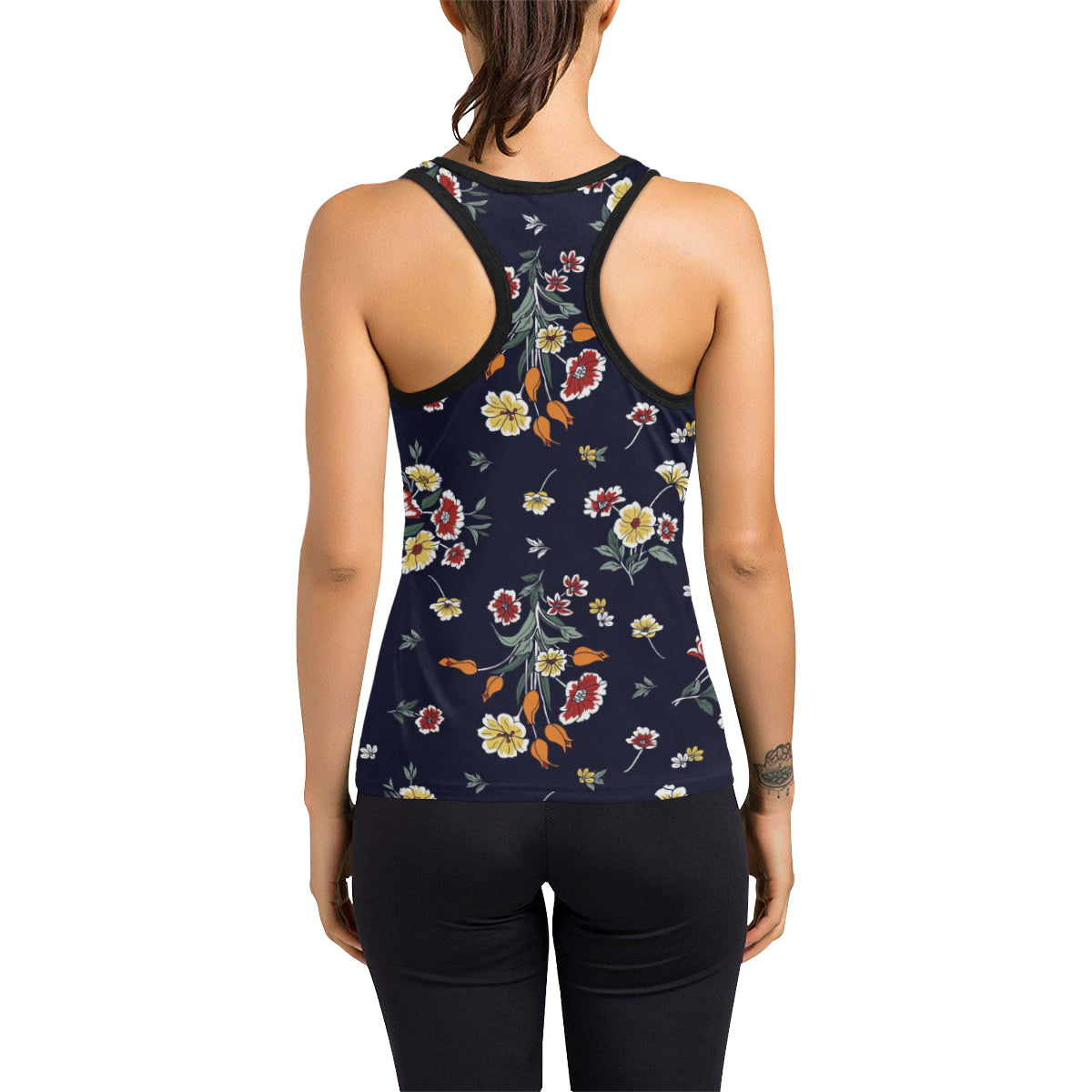Summer Floral Pattern Print Design SF01 Women's Racerback Tank Top