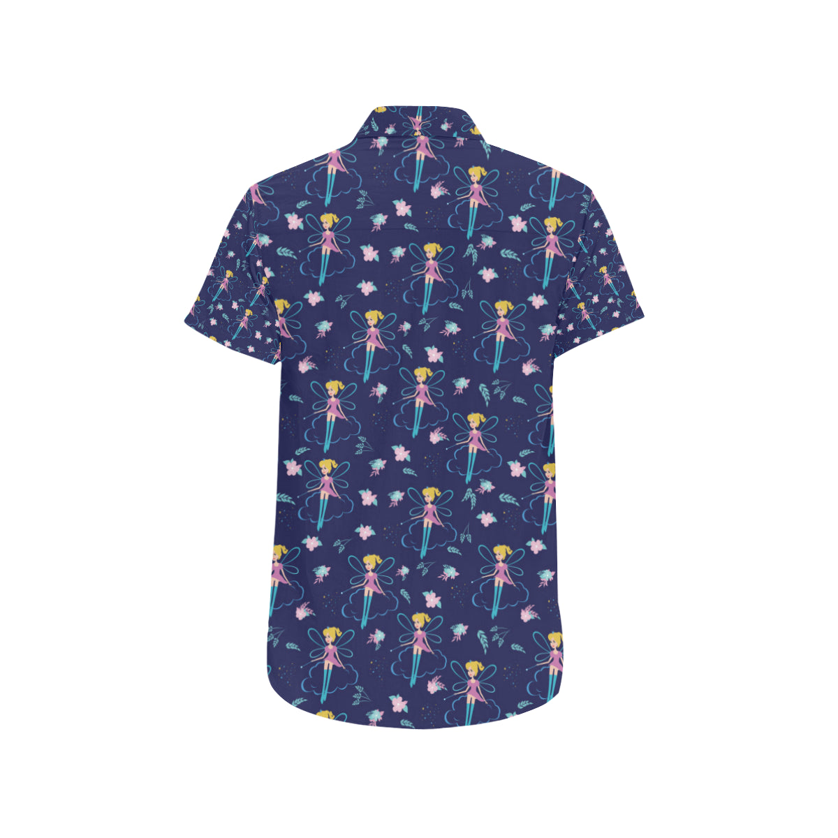 Fairy Cartoon Style Print Pattern Men's Short Sleeve Button Up Shirt