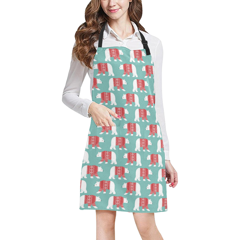 Polar Bear Pattern Print Design A04 Apron with Pocket