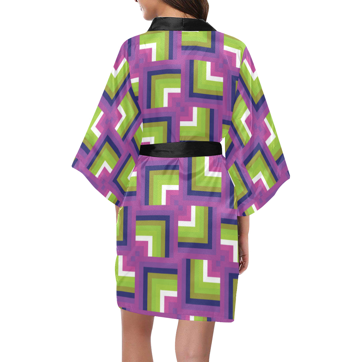 Optical illusion Pattern Print Design A05 Women's Short Kimono