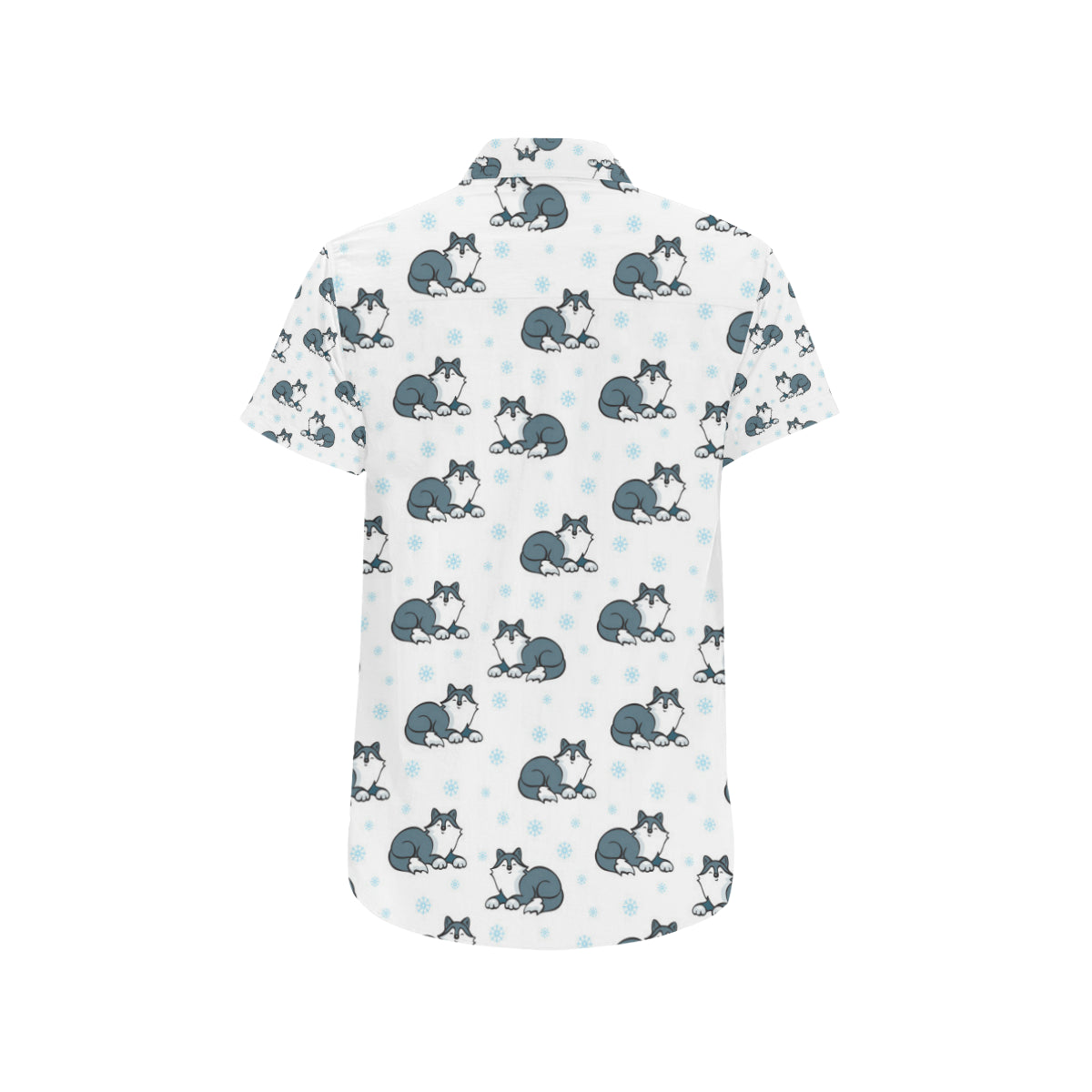 Alaskan Malamute Pattern Print Design 03 Men's Short Sleeve Button Up Shirt