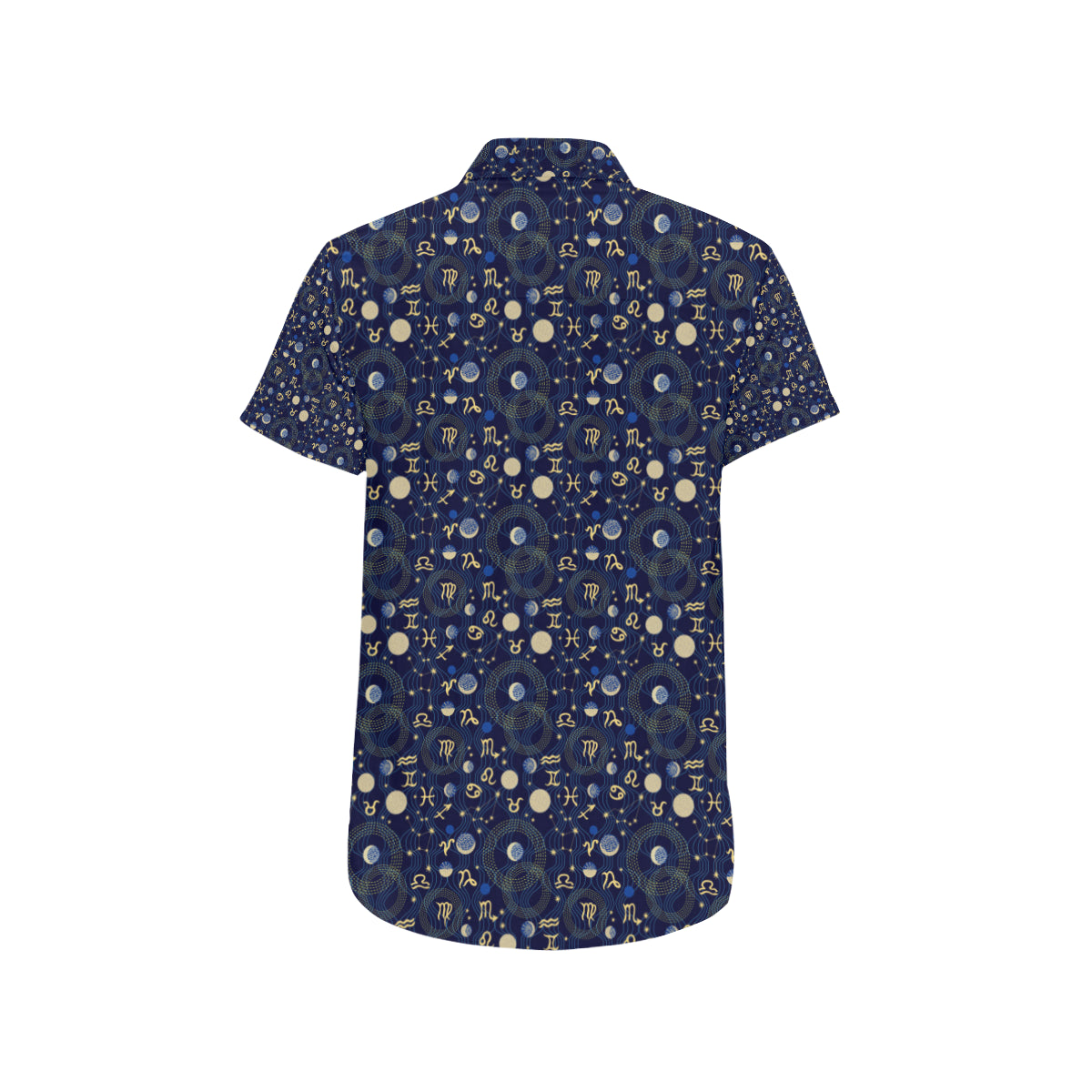 ZodiacThemed Design Print Men's Short Sleeve Button Up Shirt