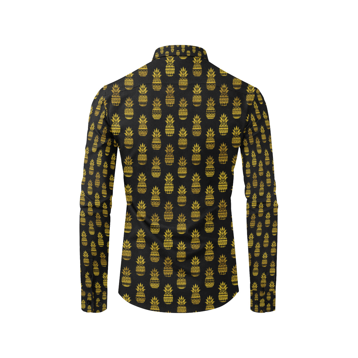 Pineapple Gold Tribal Style Print Men's Long Sleeve Shirt
