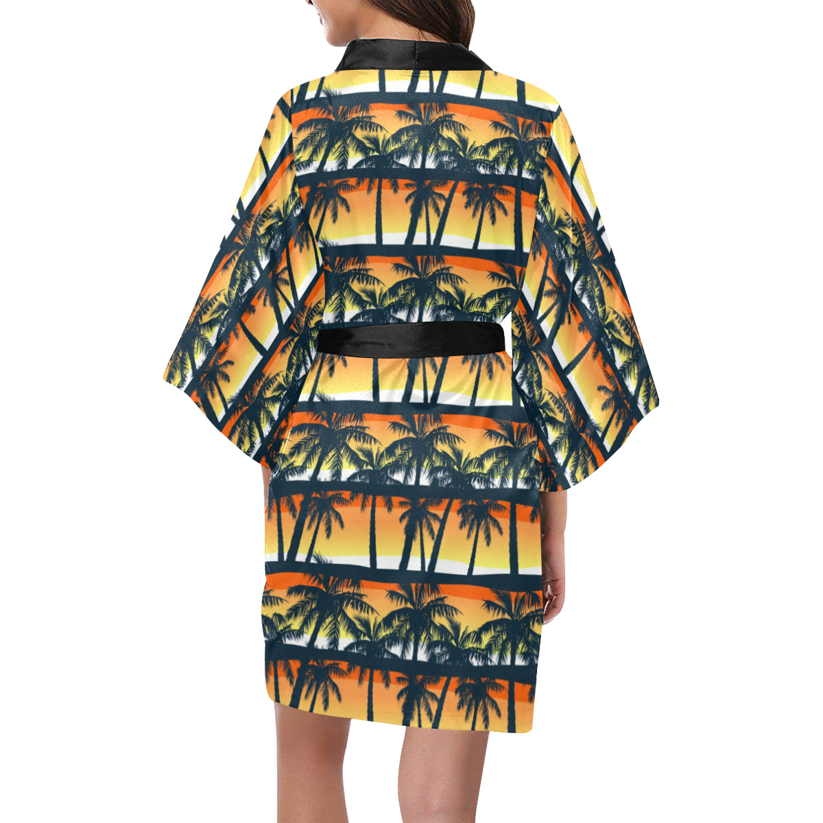 Palm Tree Pattern Print Design PT011 Women Kimono Robe