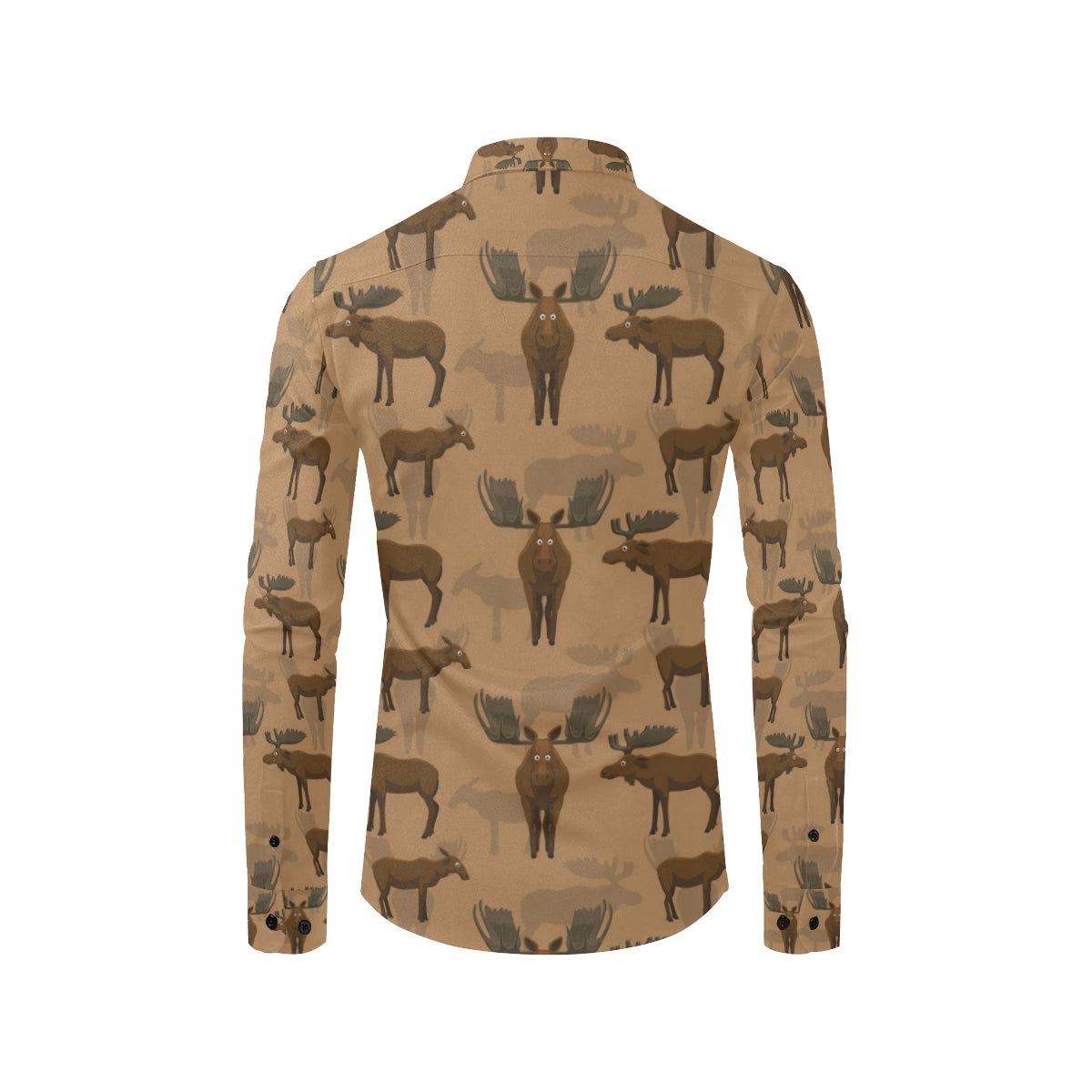 Moose Pattern Print Design 03 Men's Long Sleeve Shirt