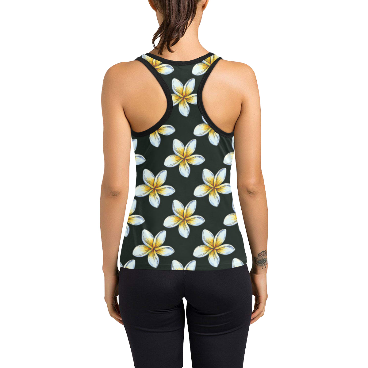 White Plumeria Pattern Print Design PM022 Women's Racerback Tank Top