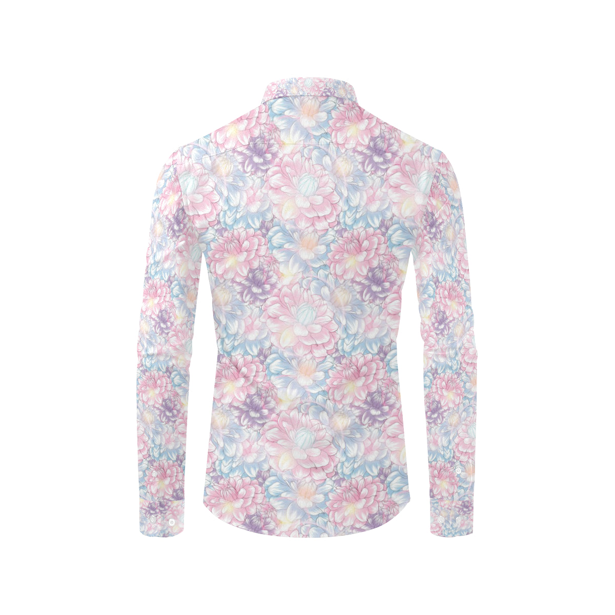 Dahlia Pattern Print Design 01 Men's Long Sleeve Shirt