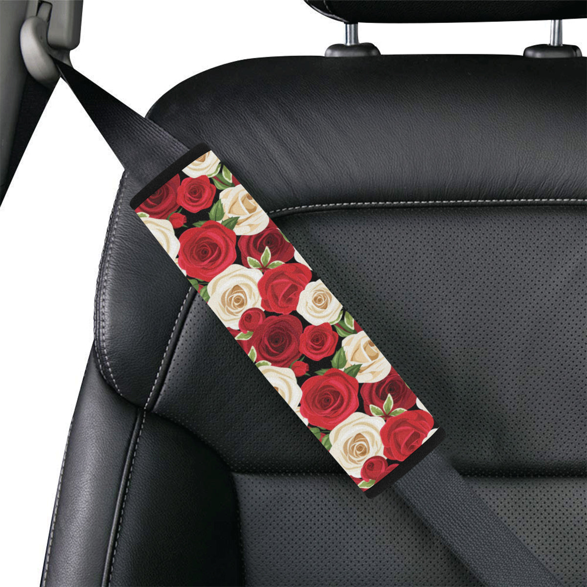 Rose Pattern Print Design RO06 Car Seat Belt Cover