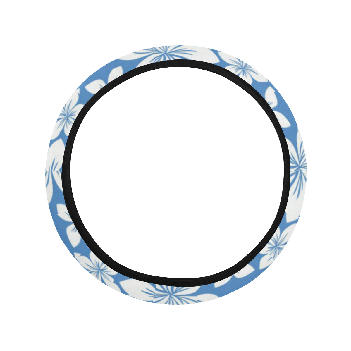 Hibiscus Pattern Print Design HB09 Steering Wheel Cover with Elastic Edge