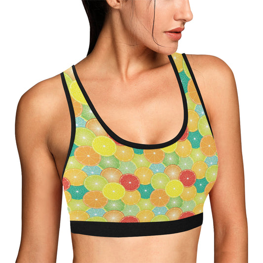 Citrus Pattern Print Design 01 Sports Bra