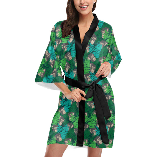 Chimpanzee Pattern Print Design 01 Women's Short Kimono