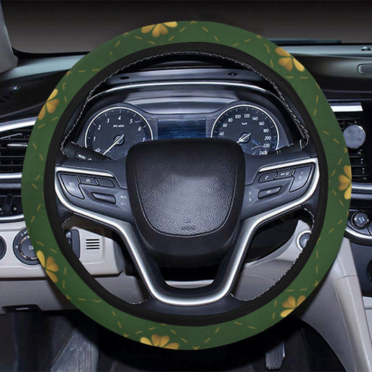 Clover Pattern Print Design 01 Steering Wheel Cover with Elastic Edge
