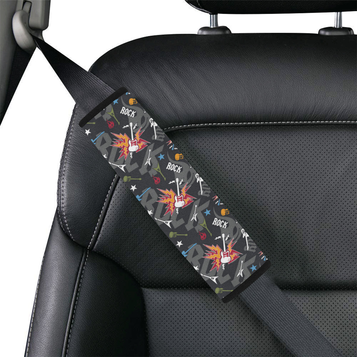 Rock and Roll Pattern Print Design A01 Car Seat Belt Cover