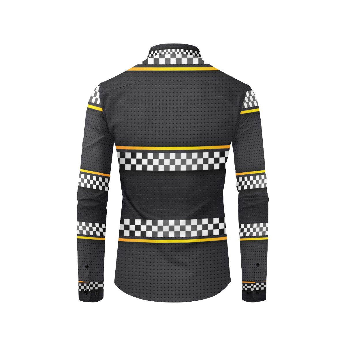 Checkered Flag Yellow Line Style Men's Long Sleeve Shirt