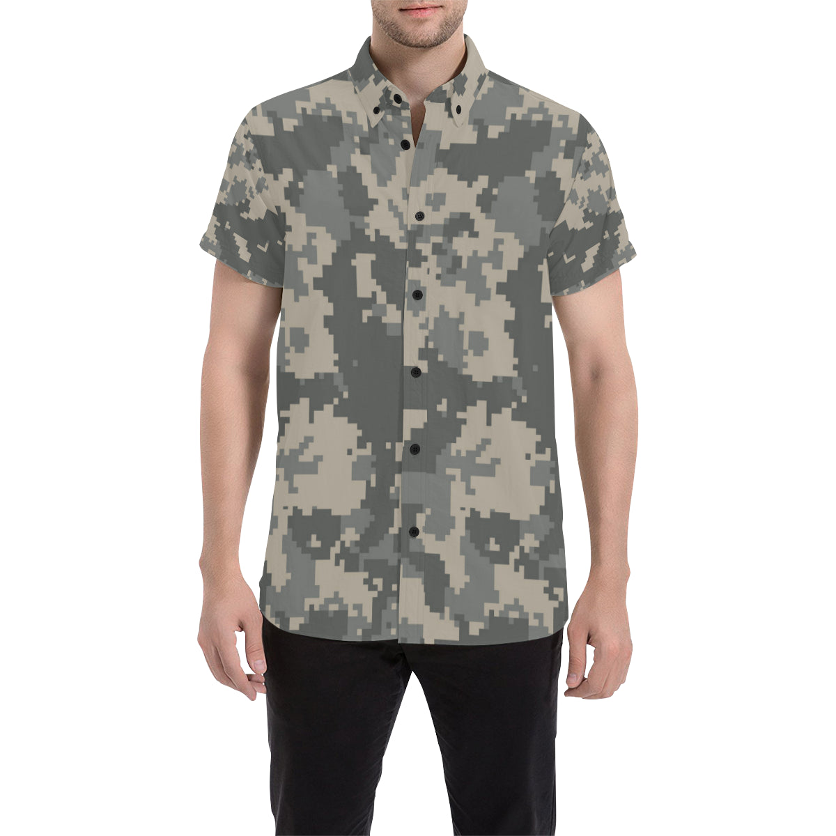 ACU Digital Camouflage Men's Short Sleeve Button Up Shirt