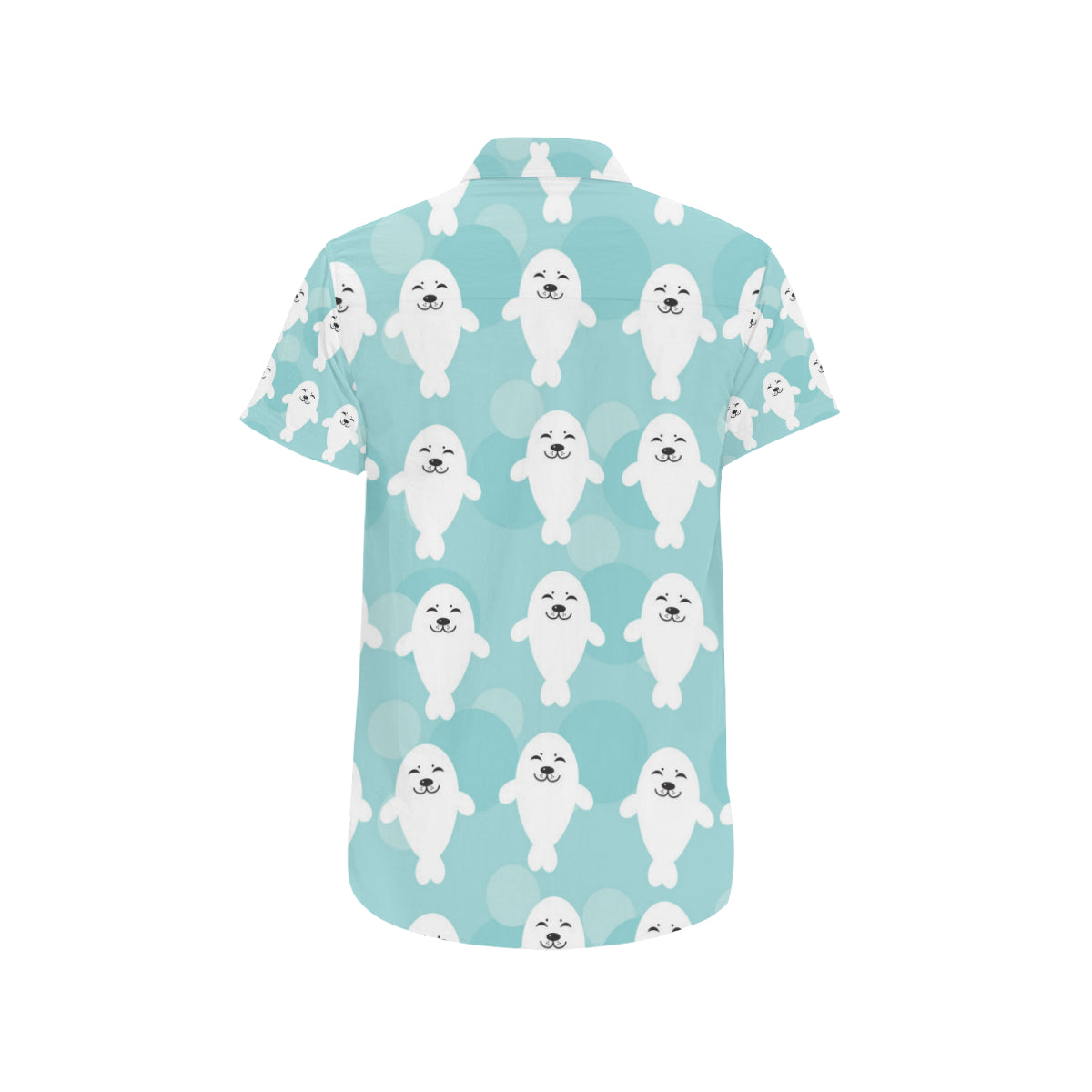 Sea Lion Baby Pattern Print Design 01 Men's Short Sleeve Button Up Shirt