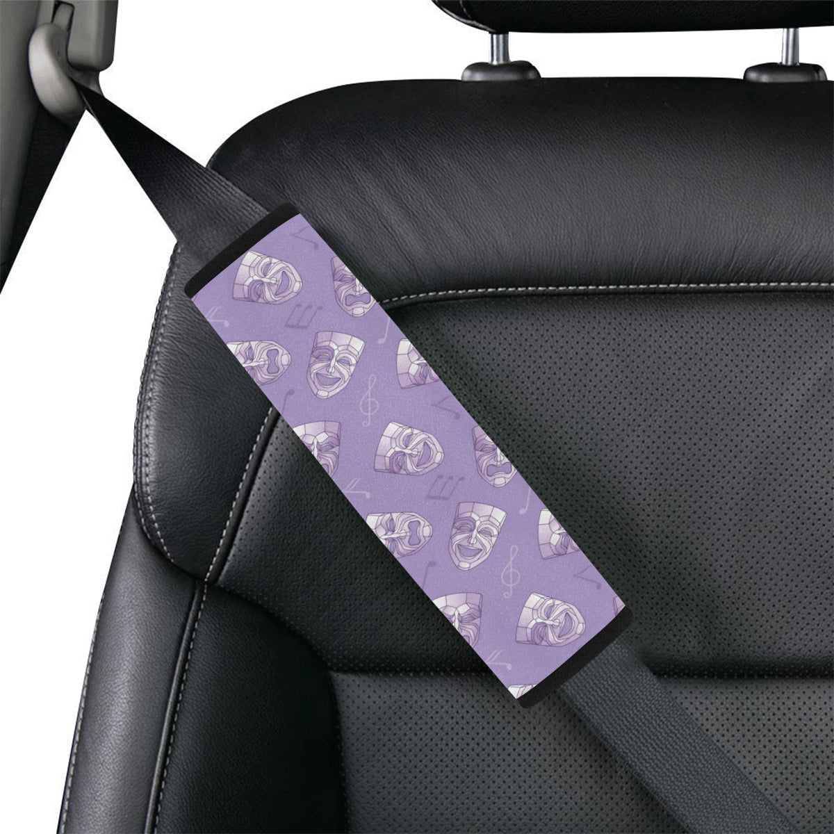 Acting Mask Pattern Print Design 05 Car Seat Belt Cover
