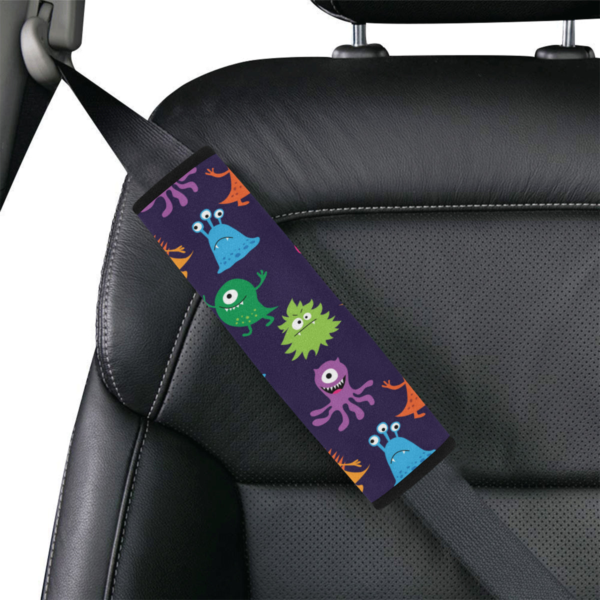 Monster Cartoon Pattern Print Design 02 Car Seat Belt Cover