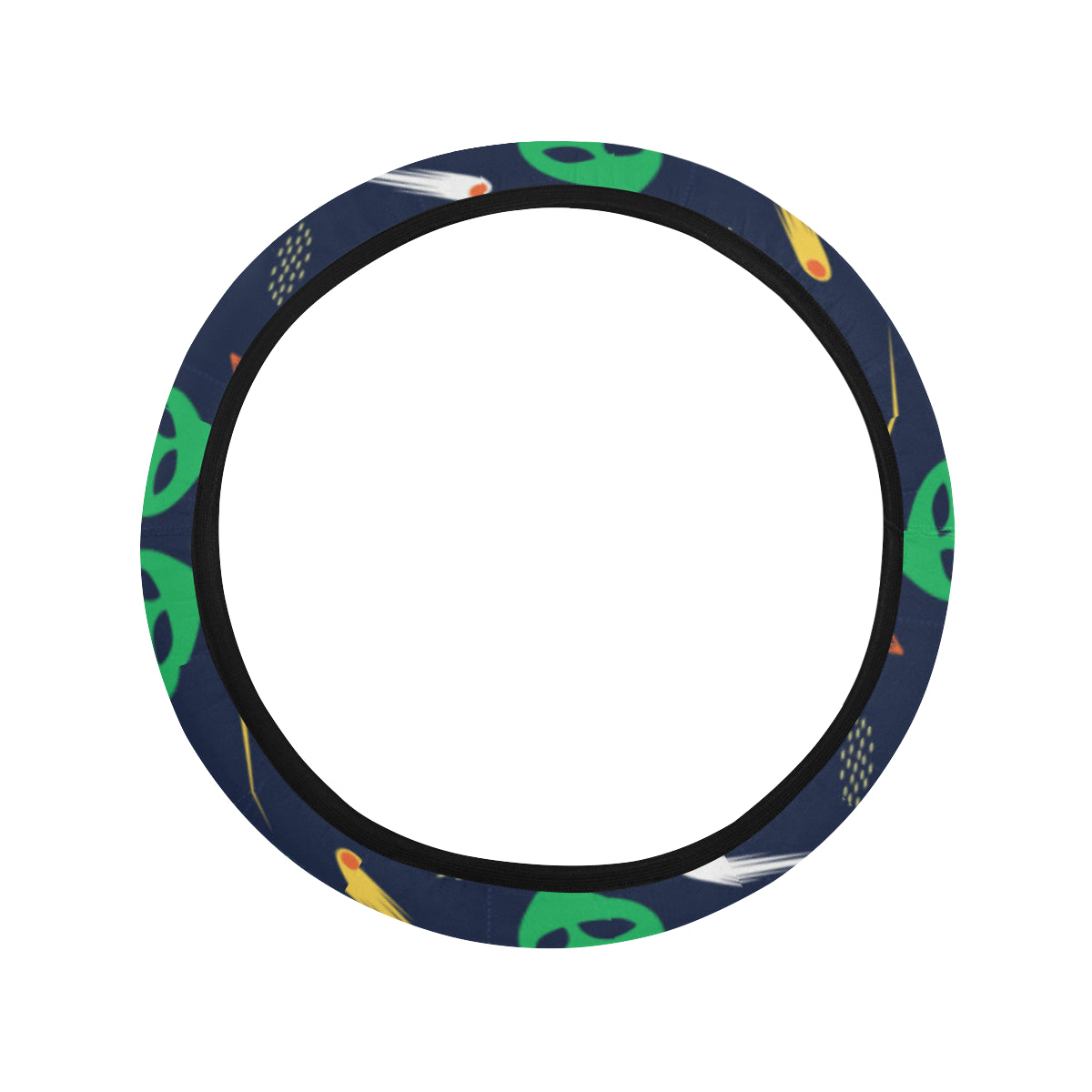 Alien UFO Pattern Print Design 05 Steering Wheel Cover with Elastic Edge