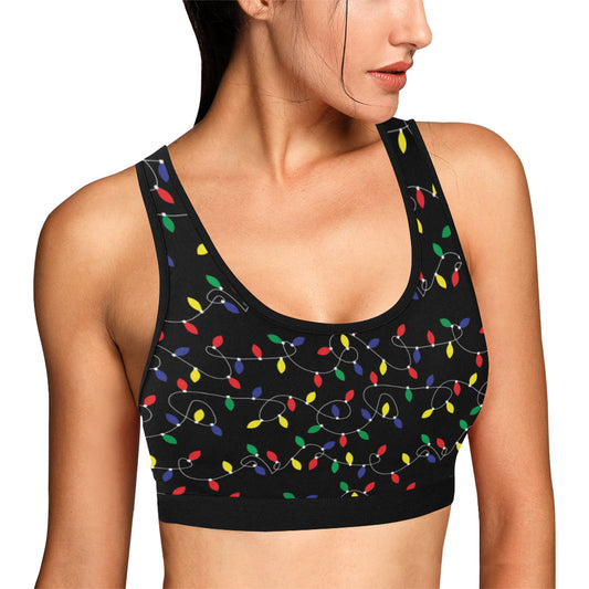 Christmas Light Pattern Print Design 04 Sports Bra