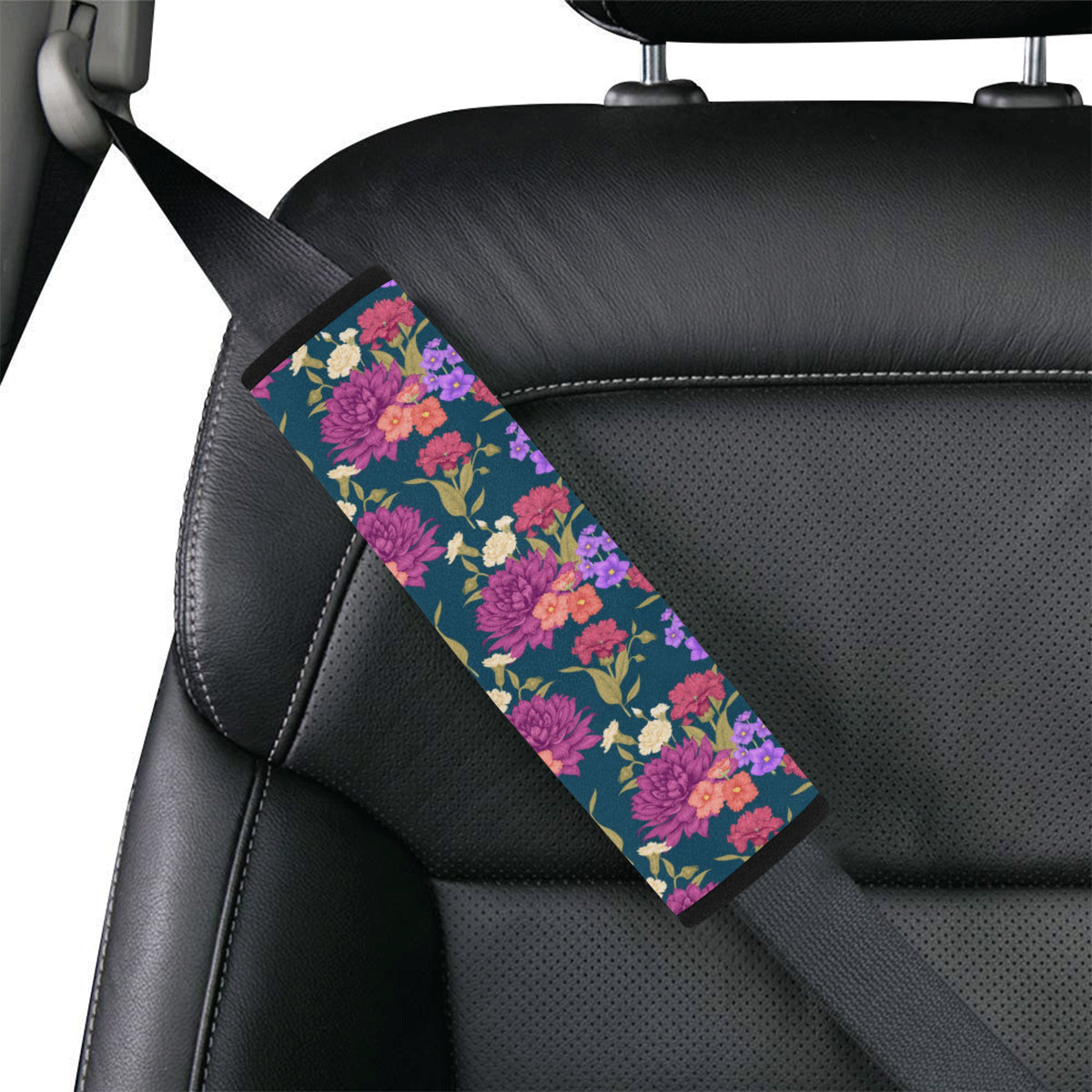 Dahlia Pattern Print Design DH01 Car Seat Belt Cover
