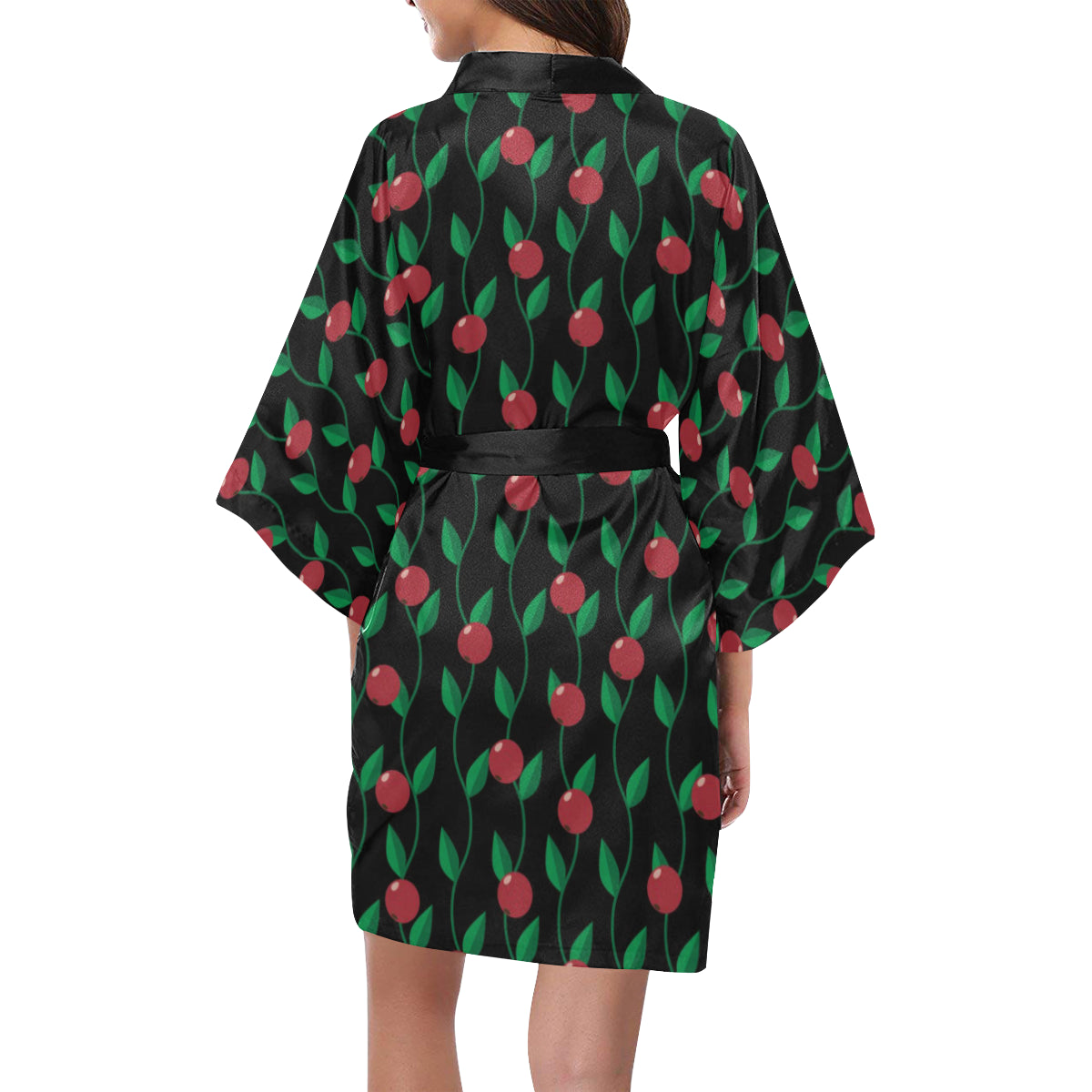 Cranberry Pattern Print Design CB01 Women Kimono Robe