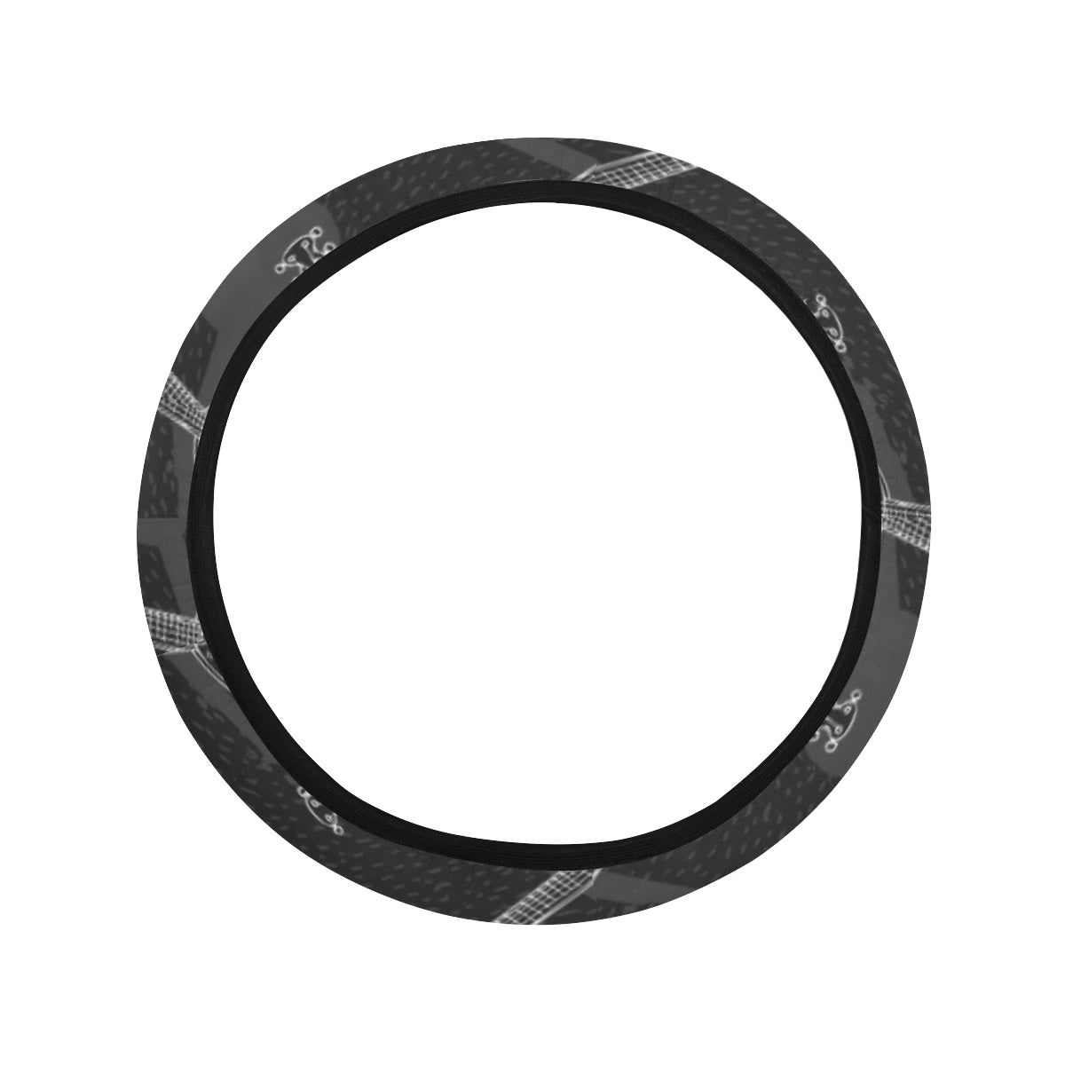 Banjo Pattern Print Design 03 Steering Wheel Cover with Elastic Edge