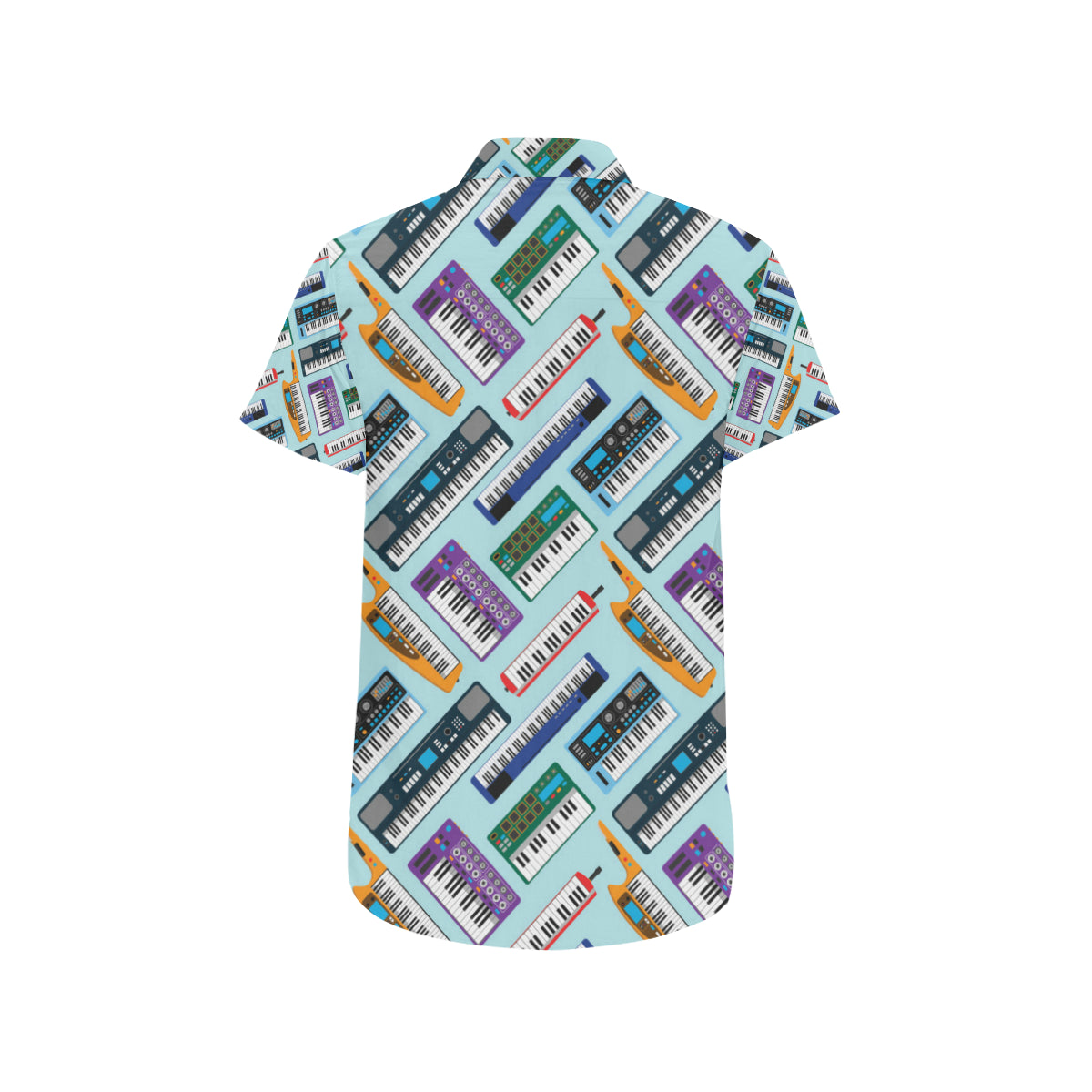 Synthesizer Pattern Print Design 02 Men's Short Sleeve Button Up Shirt