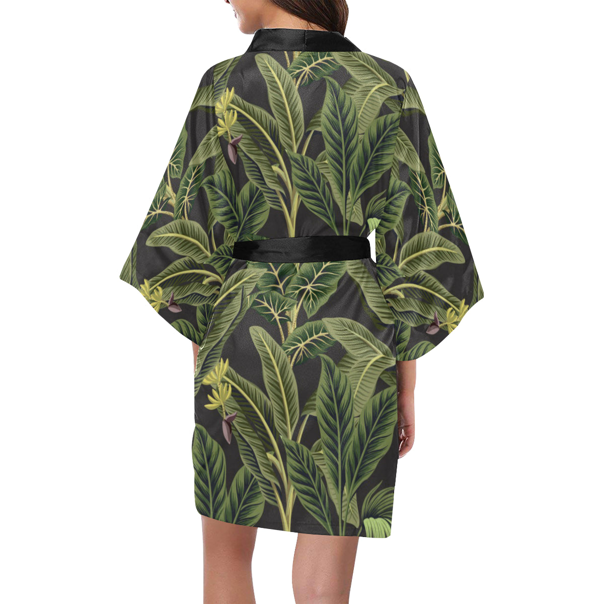 Banana Leaf Pattern Print Design BL04 Women's Short Kimono