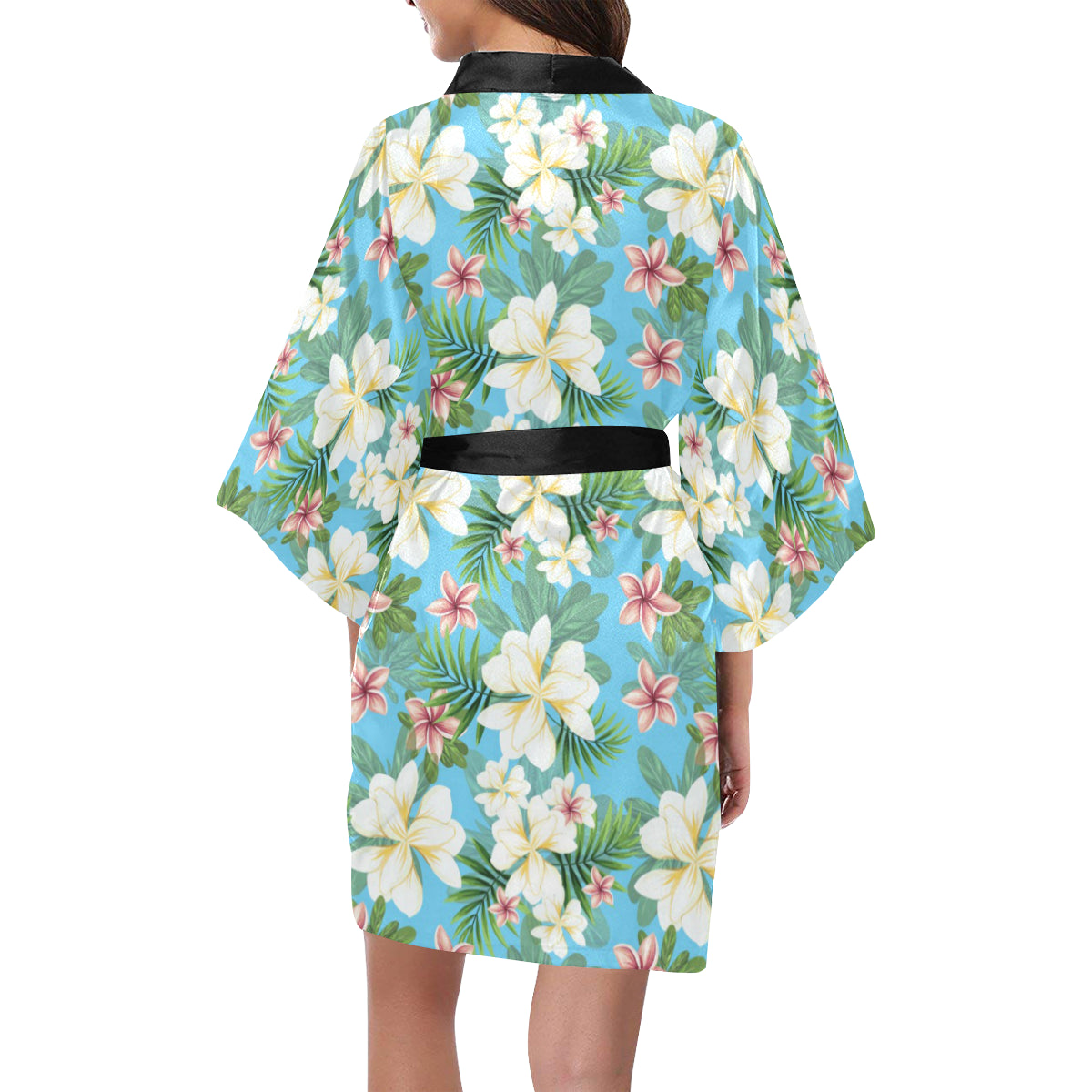 Plumeria Pattern Print Design PM028 Women Kimono Robe