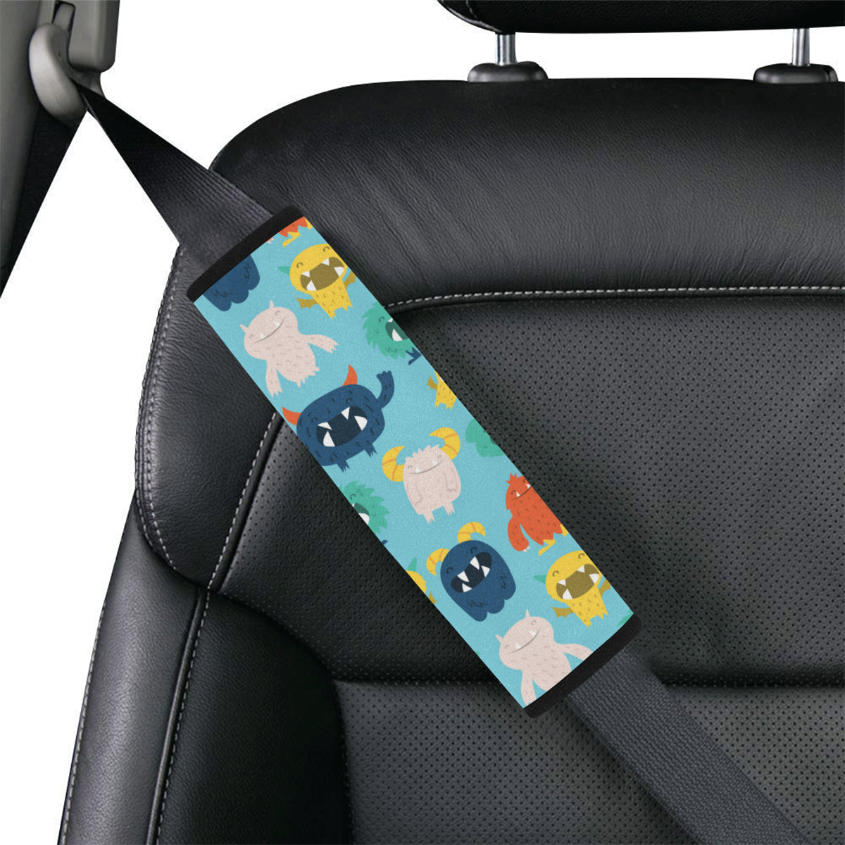 Monster Cartoon Pattern Print Design 03 Car Seat Belt Cover