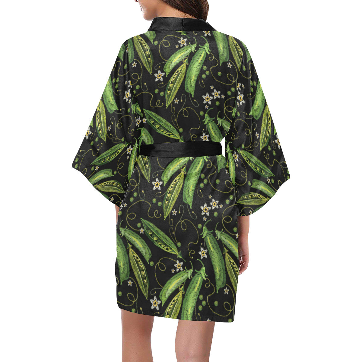 Peas Pattern Print Design A02 Women's Short Kimono