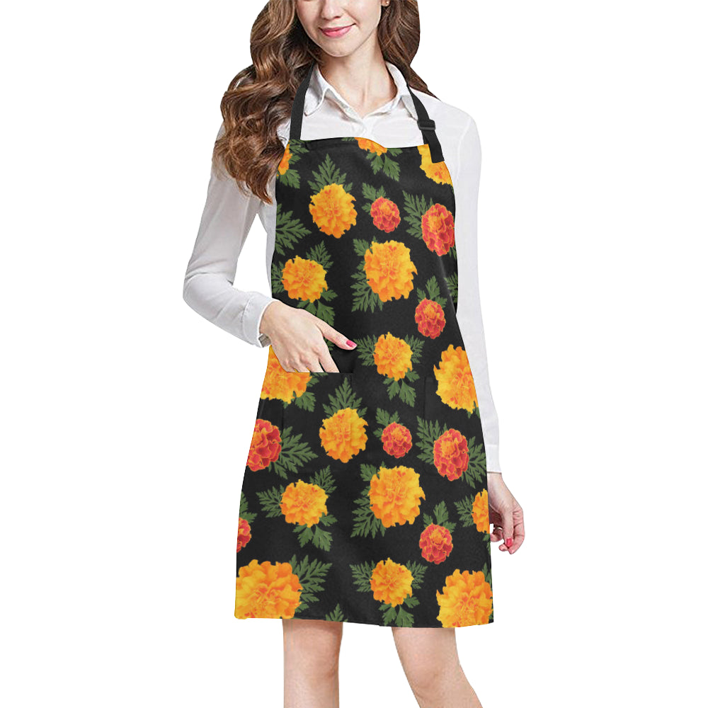 Marigold Pattern Print Design MR05 Apron with Pocket