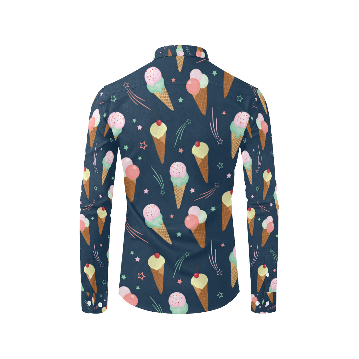 Ice Cream Pattern Print Design 04 Men's Long Sleeve Shirt