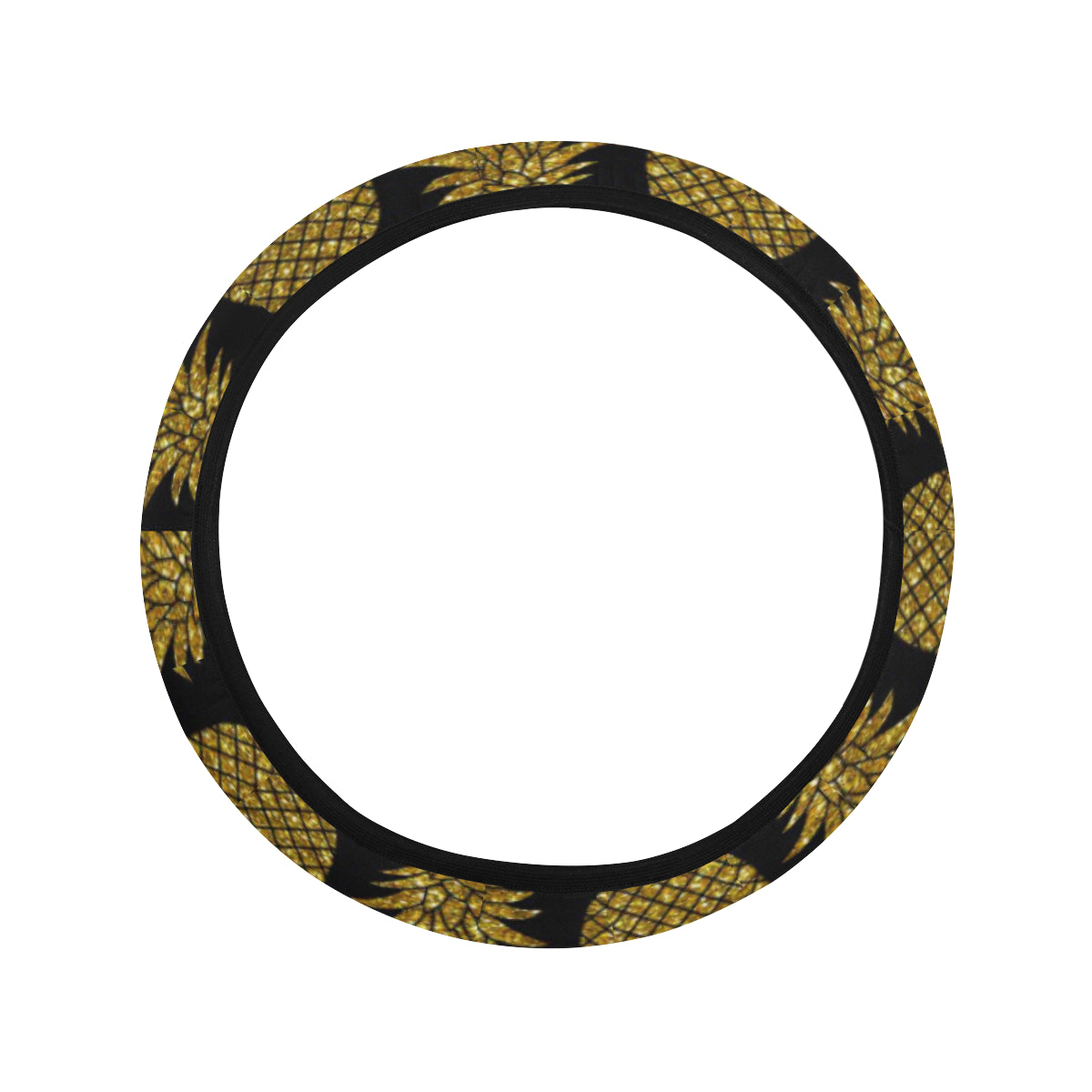 Gold Pineapple Pattern Print Design PP011 Steering Wheel Cover with Elastic Edge