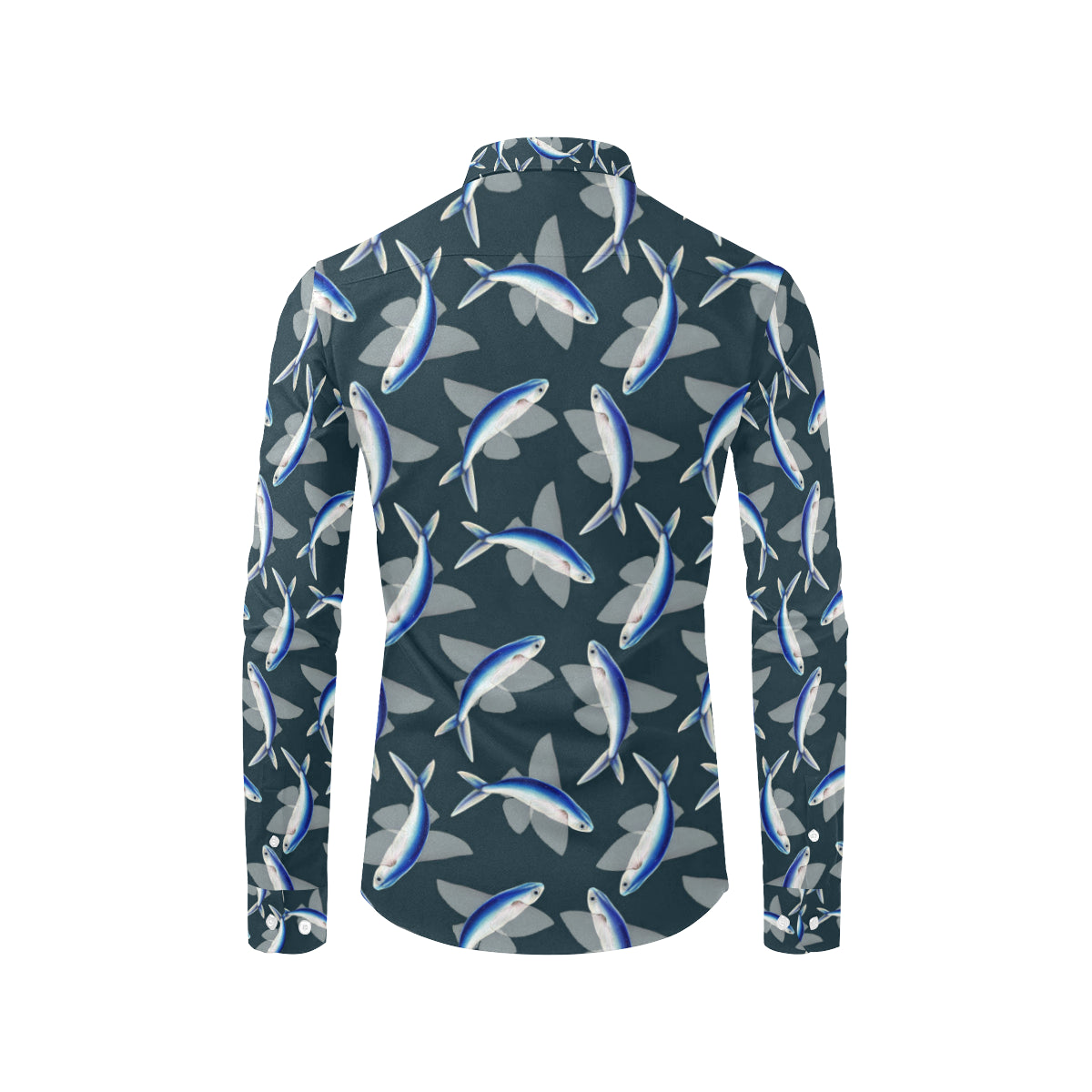 Flying Fish Pattern Print Design 04 Men's Long Sleeve Shirt