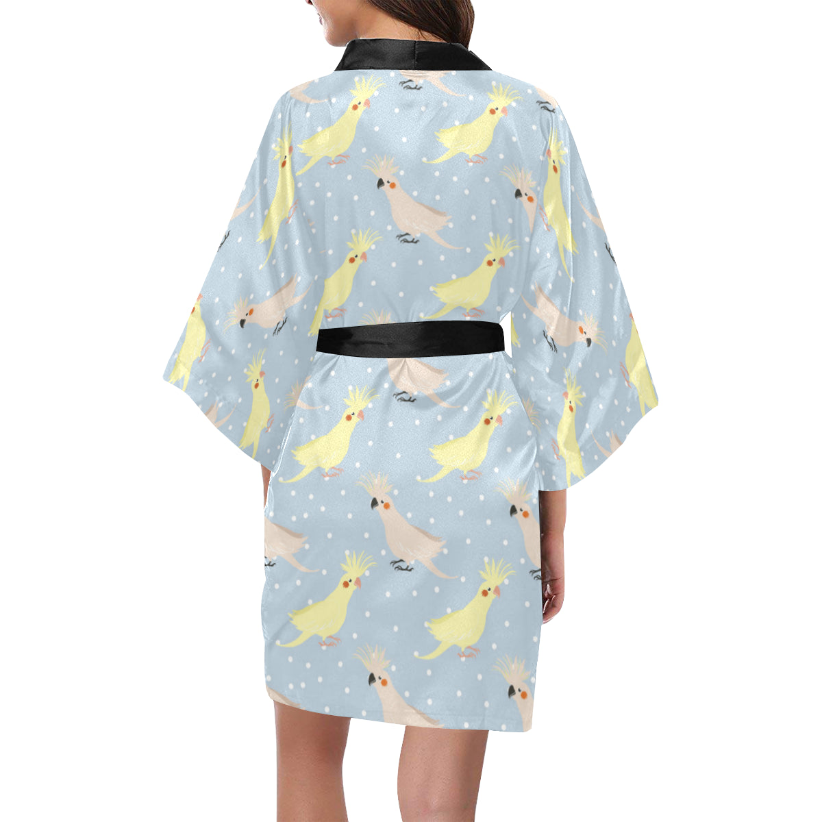 Cockatiel Pattern Print Design 03 Women's Short Kimono
