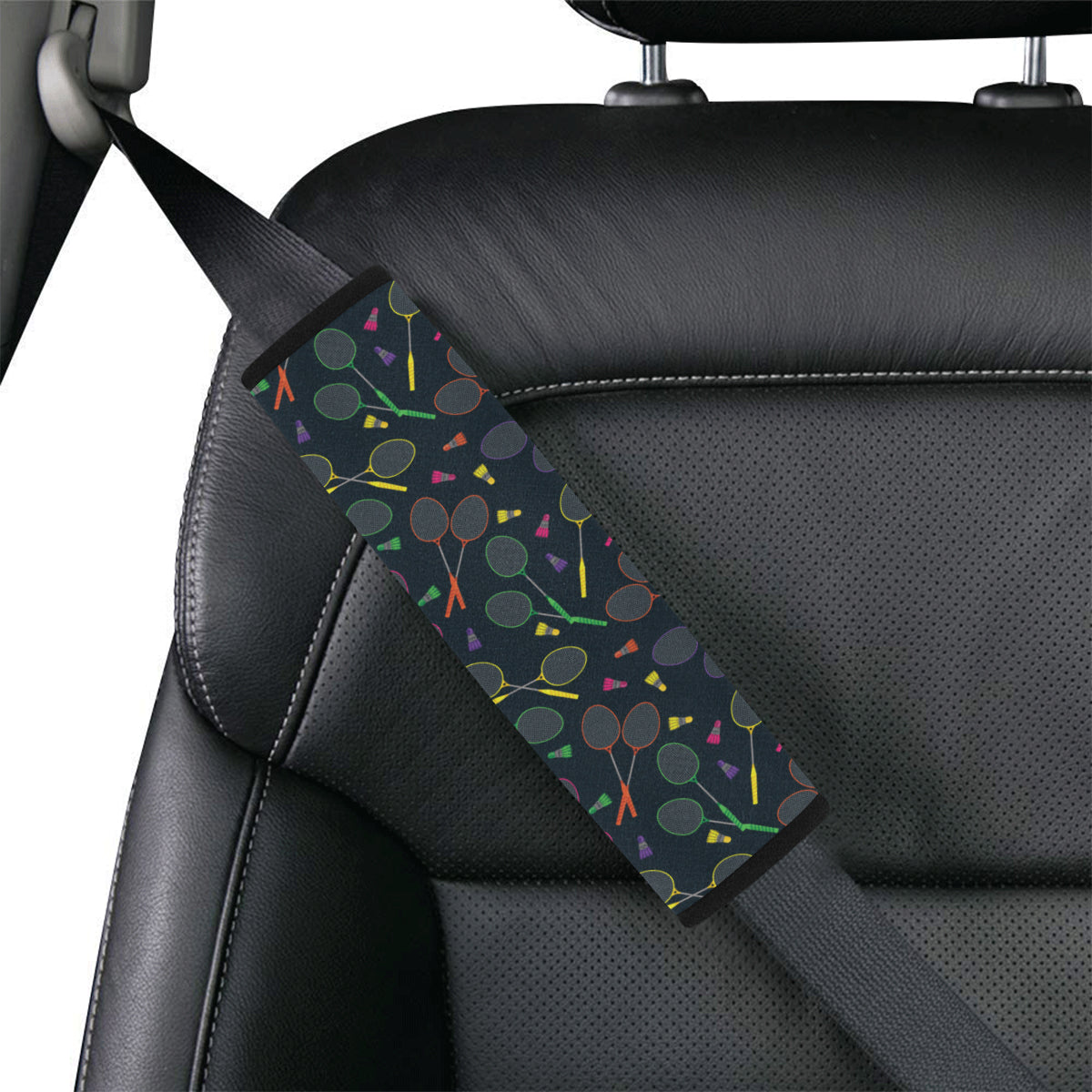 Badminton Pattern Print Design 04 Car Seat Belt Cover