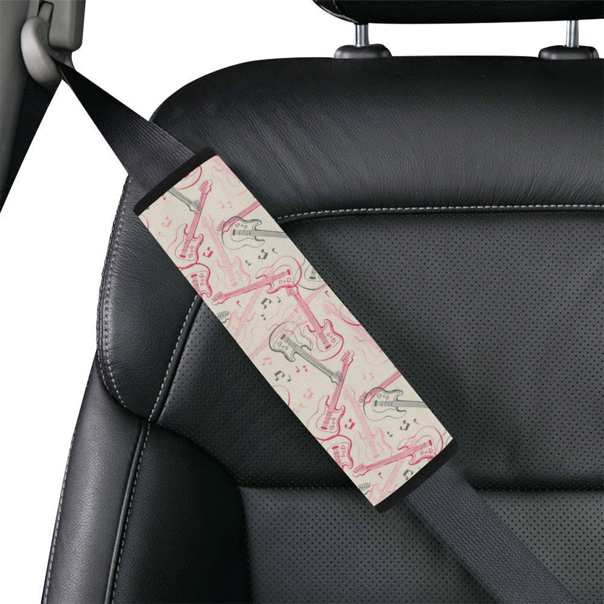 Bass Guitar Pattern Print Design 02 Car Seat Belt Cover