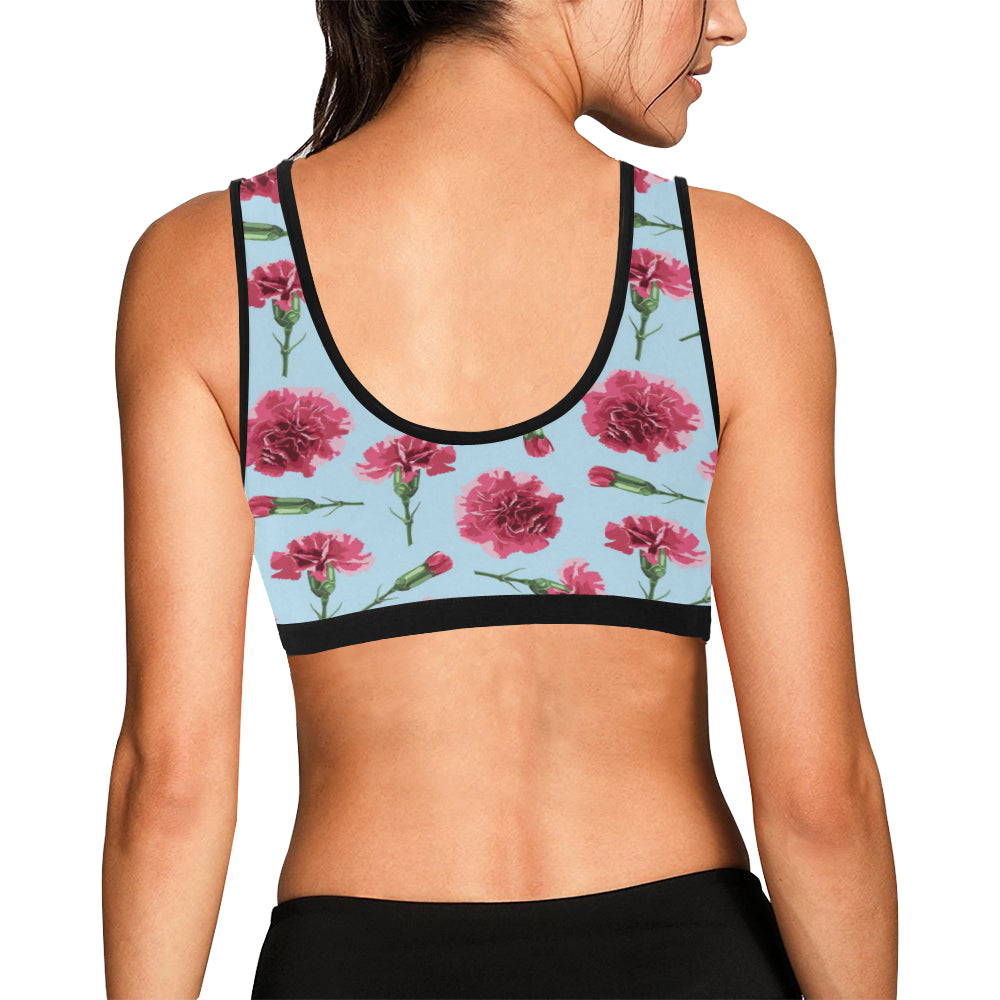 Carnations Pattern Print Design CN01 Sports Bra