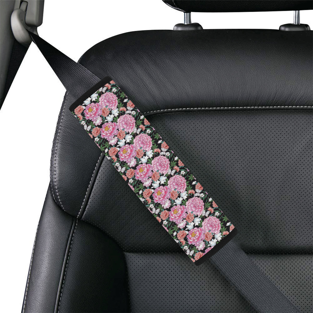 Dahlia Pattern Print Design 02 Car Seat Belt Cover