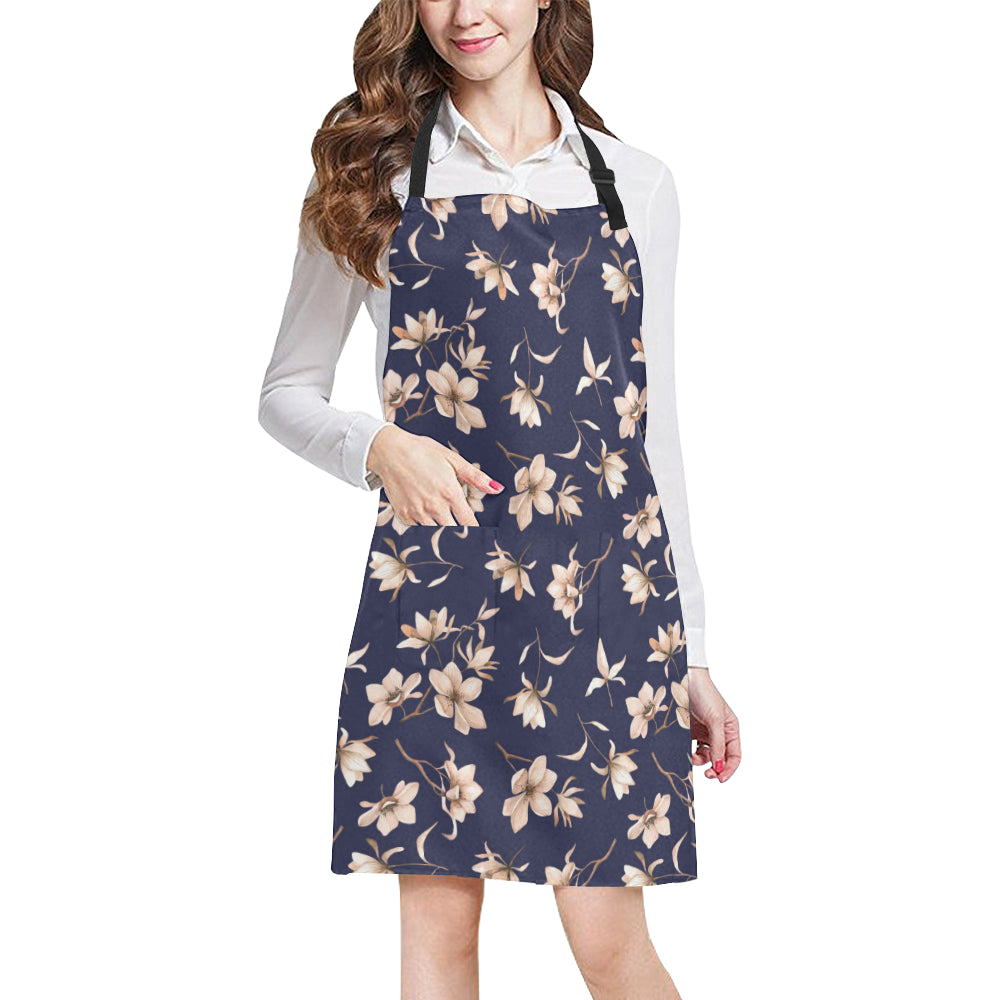 Beautiful Floral Pattern Apron with Pocket
